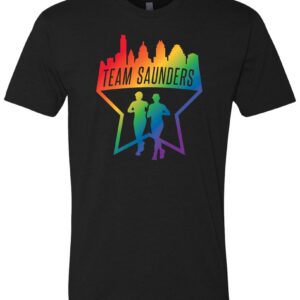 Team Saunders Classic Black Rainbow Gradient Logo T-Shirt